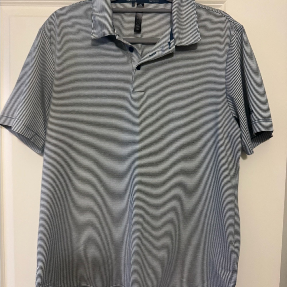 adidas Men's Navy Pinstripe Polo Shirt
